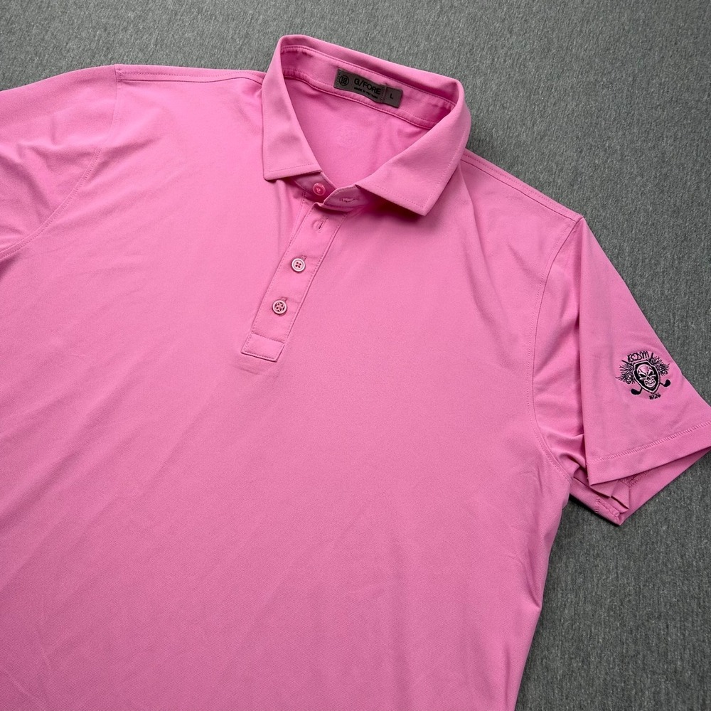 G/Fore Short Sleeve Golf Polo Mens Large Pink Performance Stretch Active *LOGO*